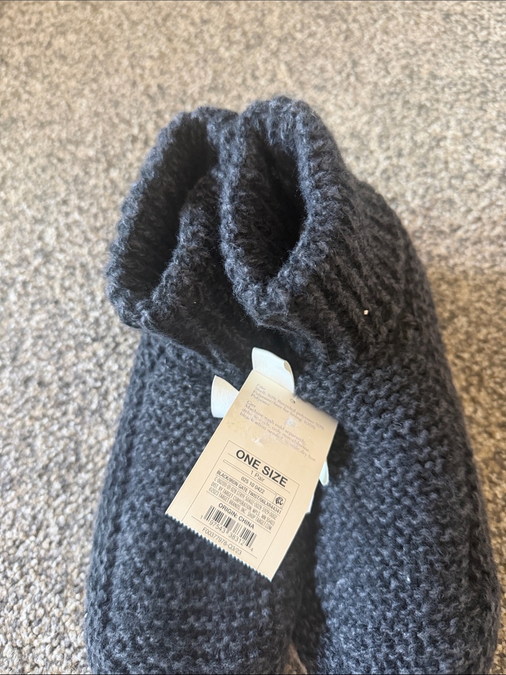 Cozy Knit Bootie Slippers - Charcoal Gray - Picture 2 of 3